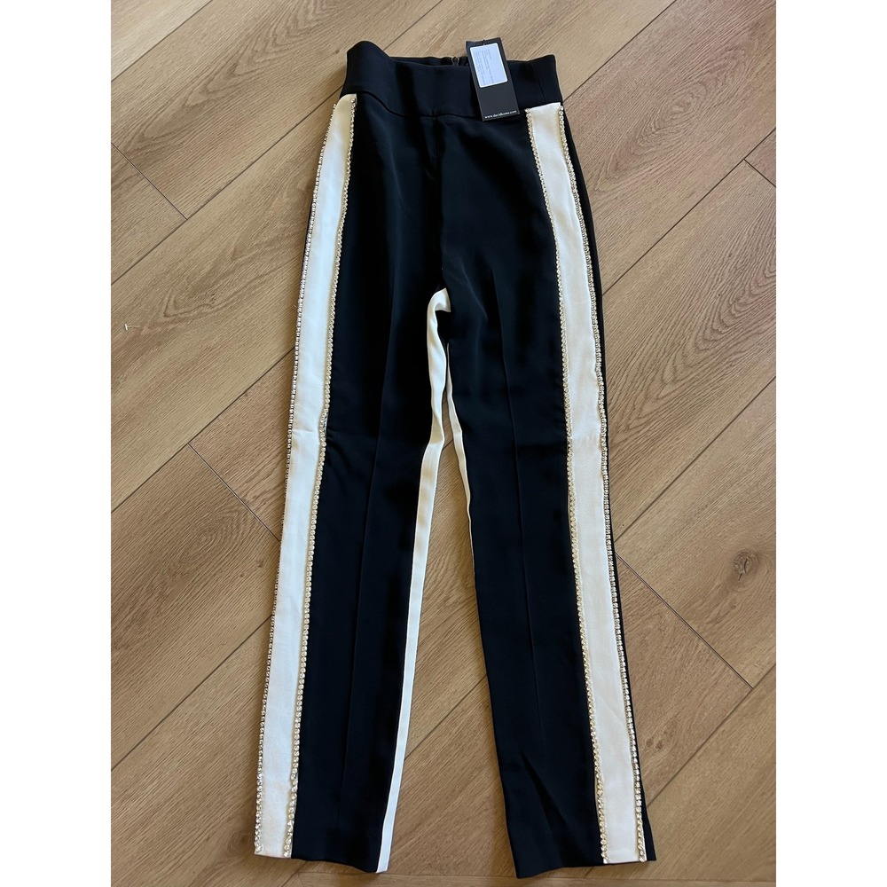David Koma Black White Crystal Side Panel Trousers‎ Pants